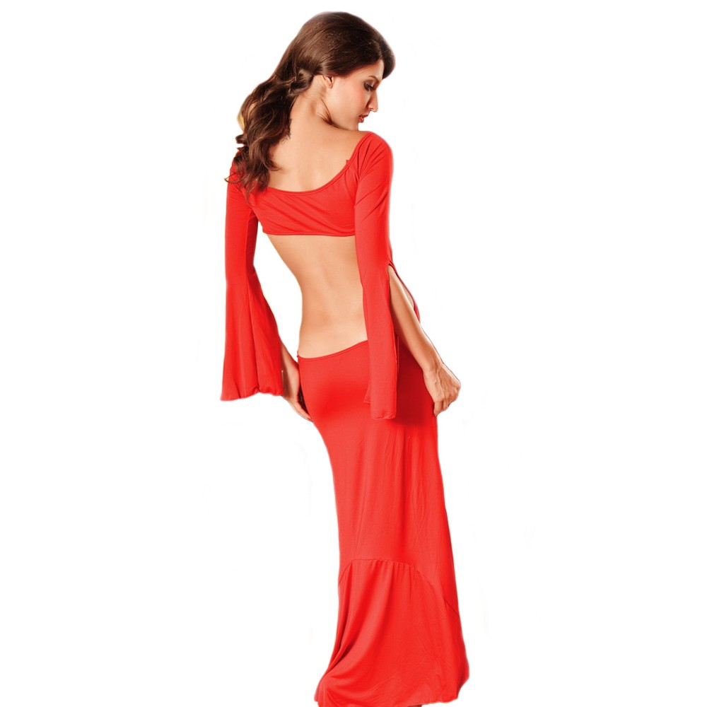 Slinky Cocktail Club Cut Out Back Long Dress Red