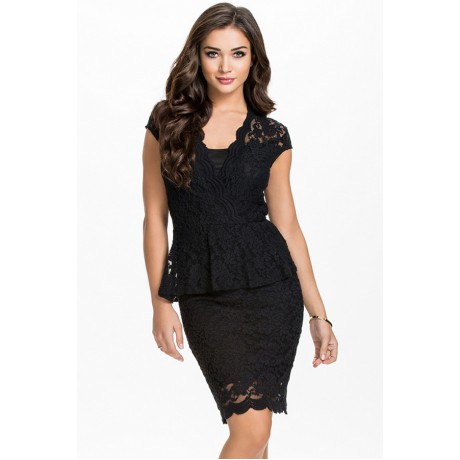 Flawless Lace fabricated Black Peplum Dress