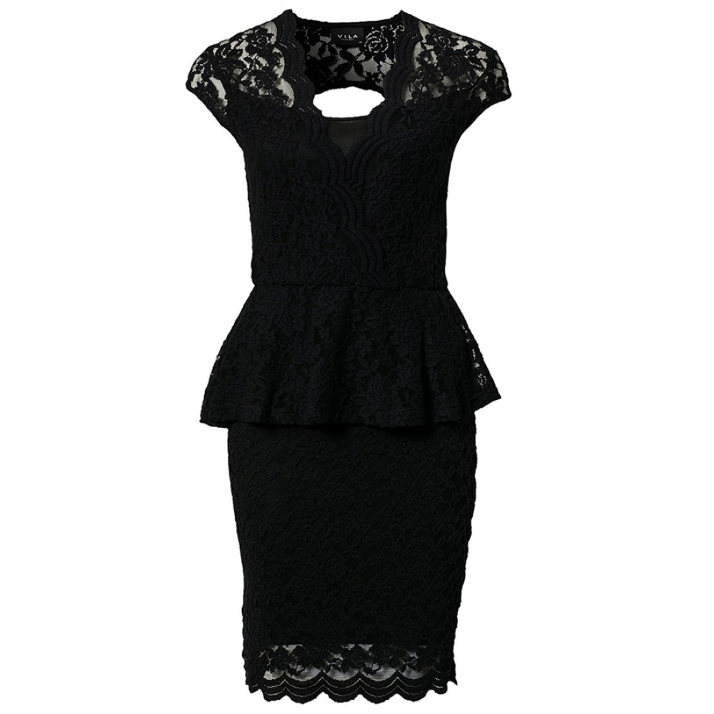 Flawless Lace fabricated Black Peplum Dress