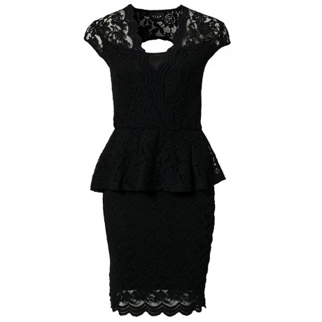 Flawless Lace fabricated Black Peplum Dress