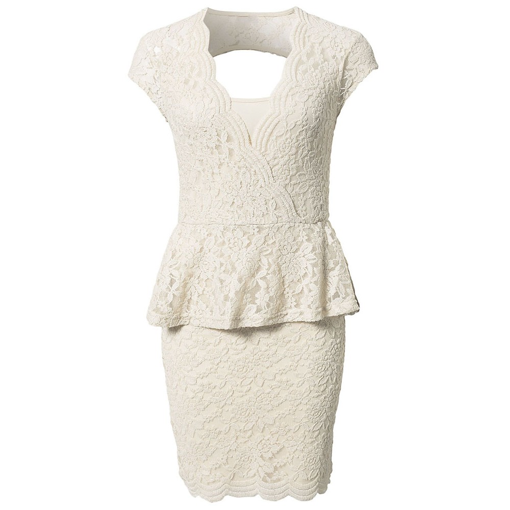 Flawless Lace Ivory Peplum Dress