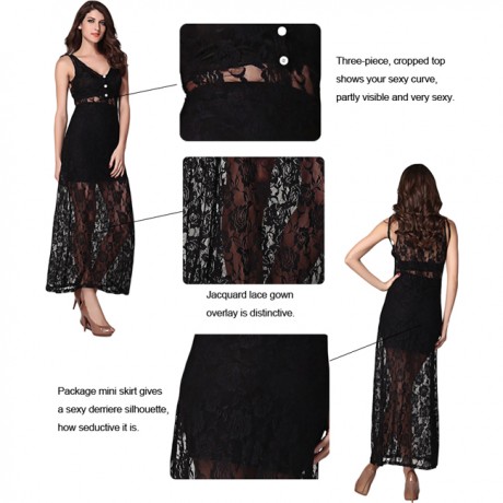 Lace Vest Show Legs Maxi Dress Black