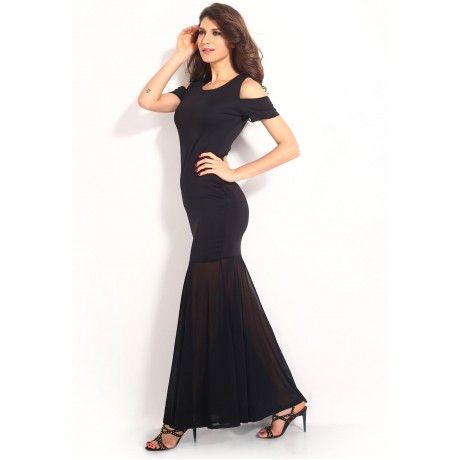 Cut Out Long Evening Dress Black