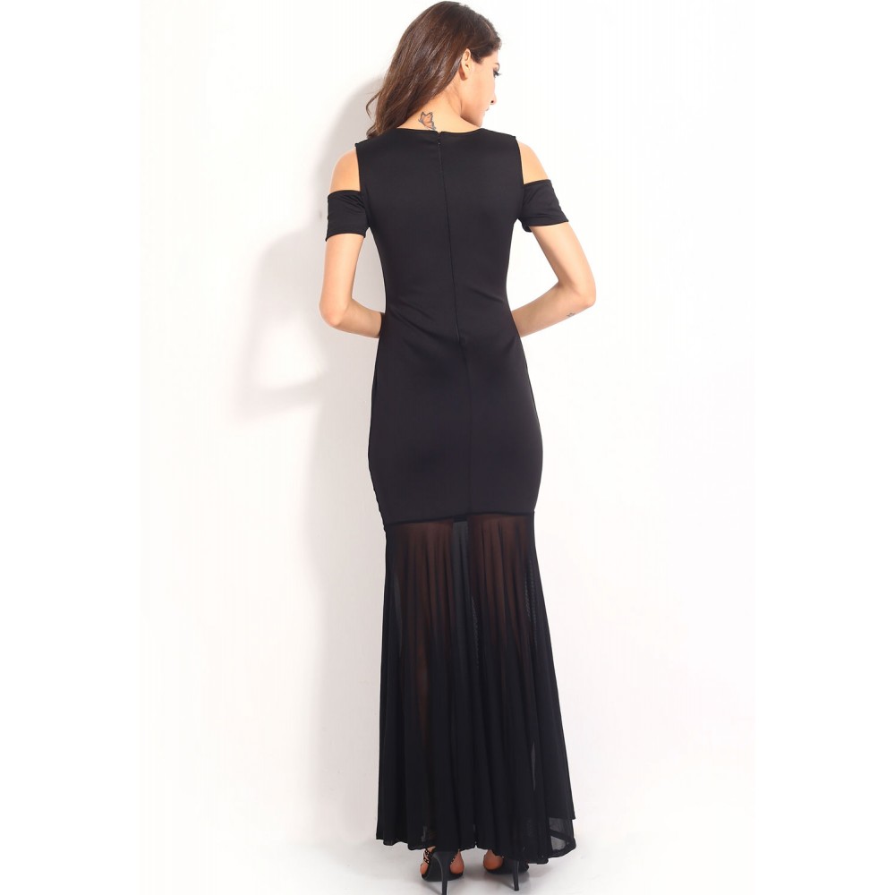 Cut Out Long Evening Dress Black