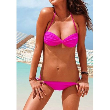 Padded Bandeau Bikini Set Pink