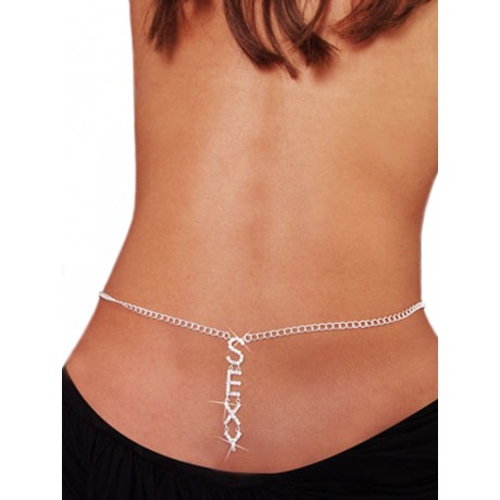 Rhinestone Lower Back Belly Chain