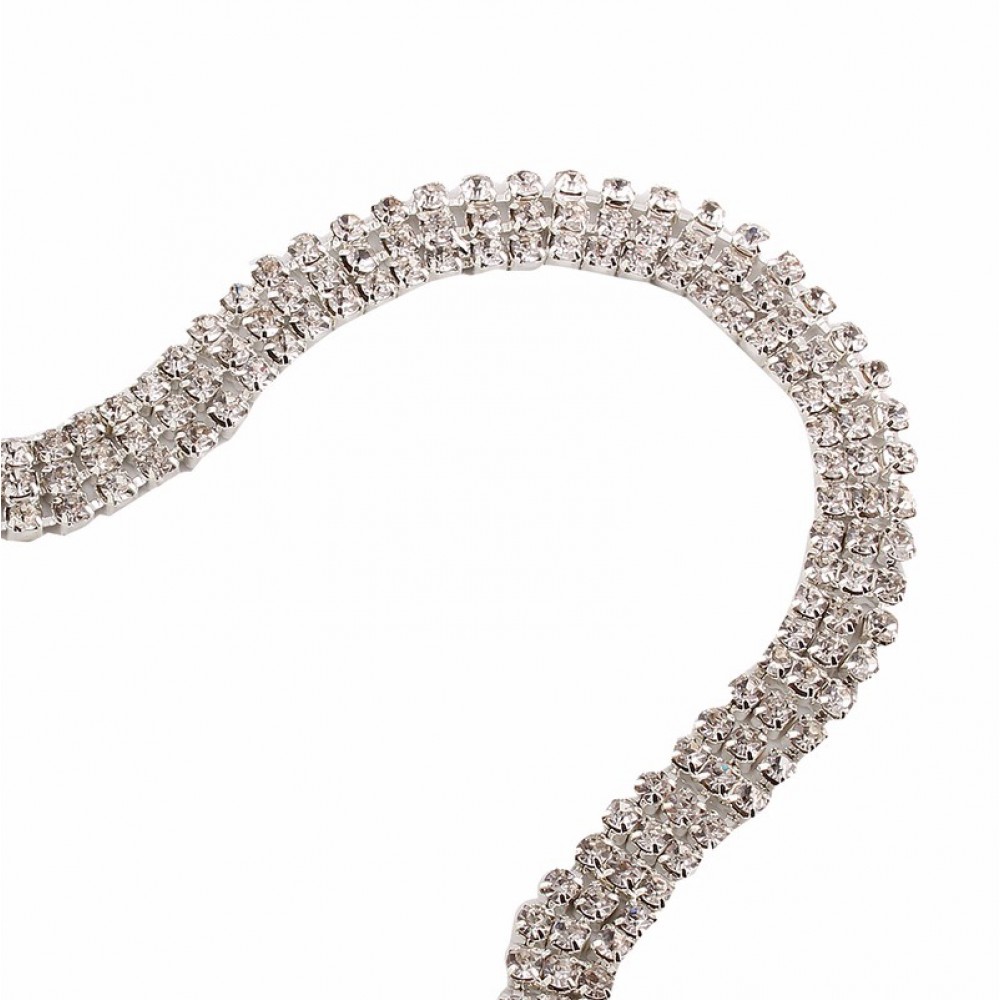 3 Row Choker Rhinestone Necklace