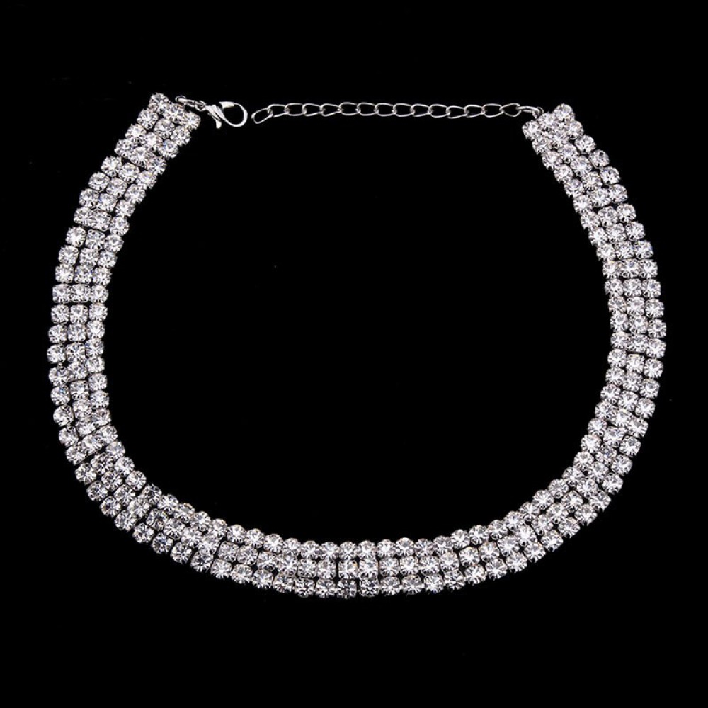 3 Row Choker Rhinestone Necklace