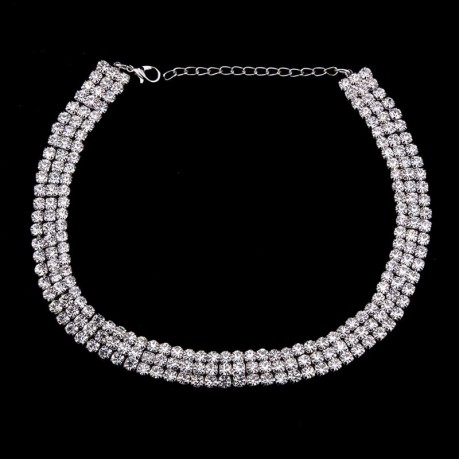 3 Row Choker Rhinestone Necklace