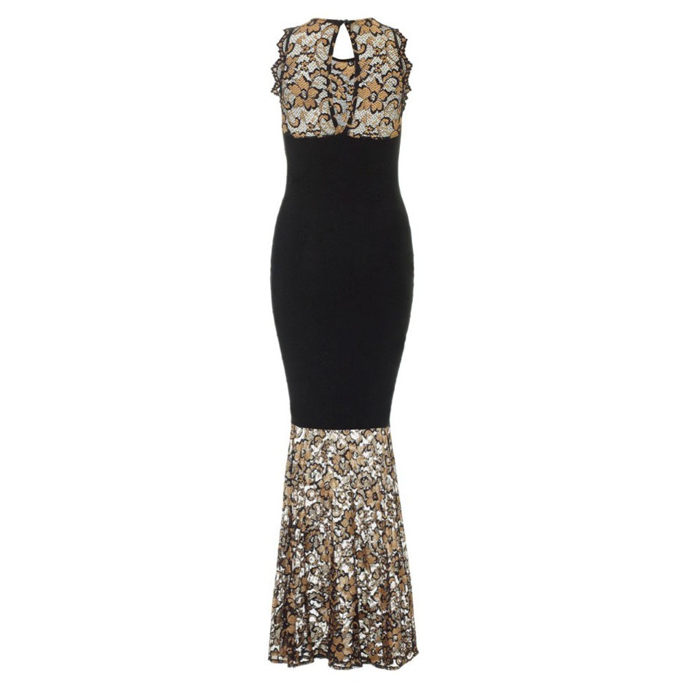 Black Lace Long Evening Dress