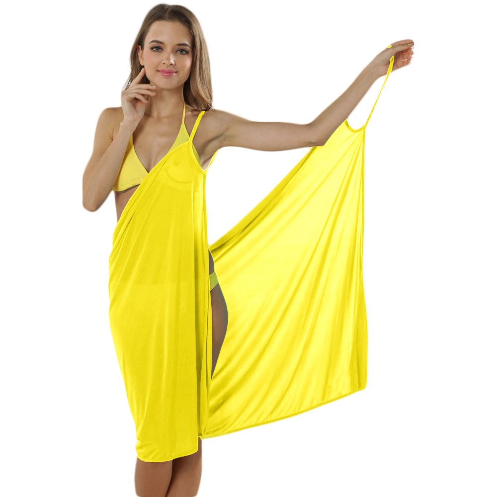 Cross Front Beach Cover up Yellow