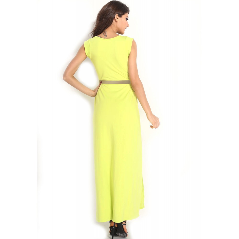 Sleeveless Lemon Maxi Dress