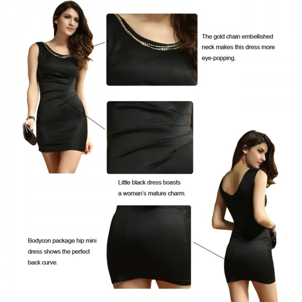 Elegant Bodycon Mini Dress Black