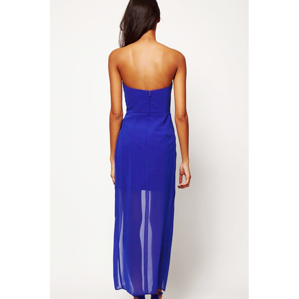 Strapless Backless Blue Dress