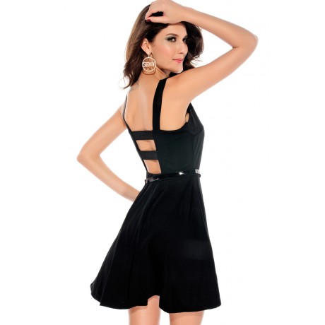 Strappy Back Fashion Dress Black