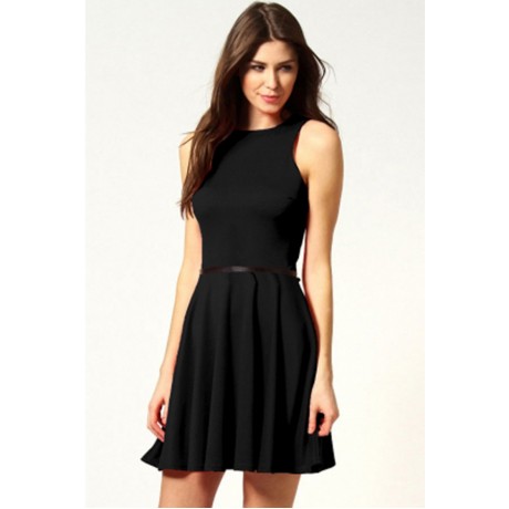 Strappy Back Fashion Dress Black