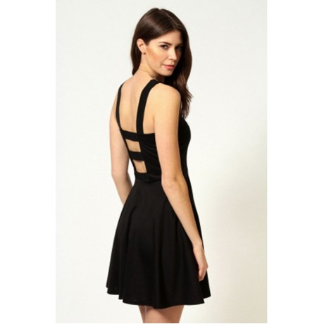 Strappy Back Fashion Dress Black