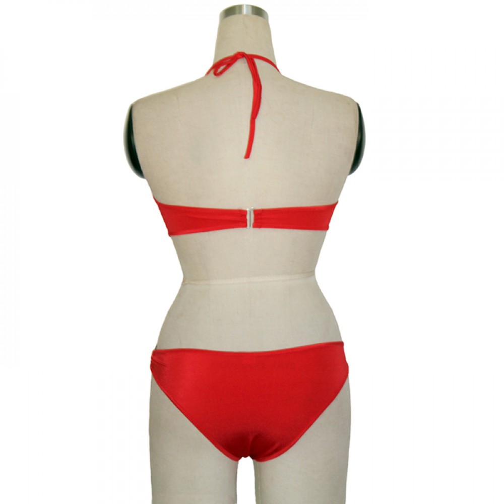 Stunning Red Bandeau Bikini With O-Ring Set Red