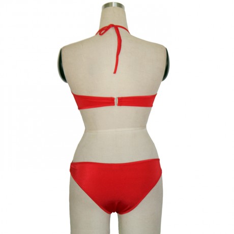 Stunning Red Bandeau Bikini With O-Ring Set Red