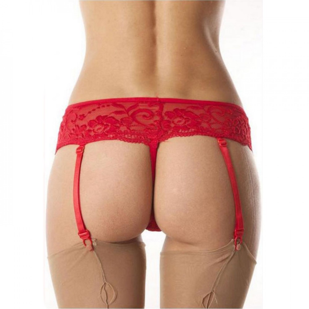 Lace String Garter Belt Red