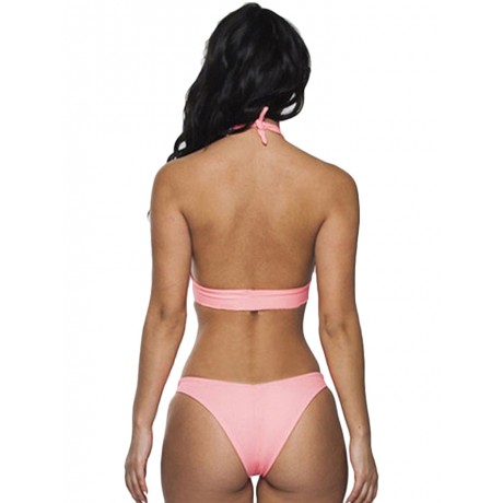 Pink Cross Hollow-out Bikini