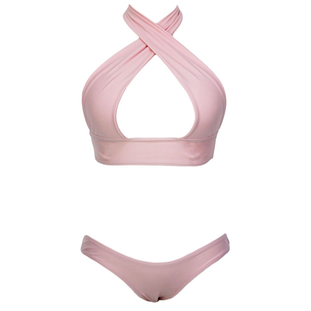 Pink Cross Hollow-out Bikini