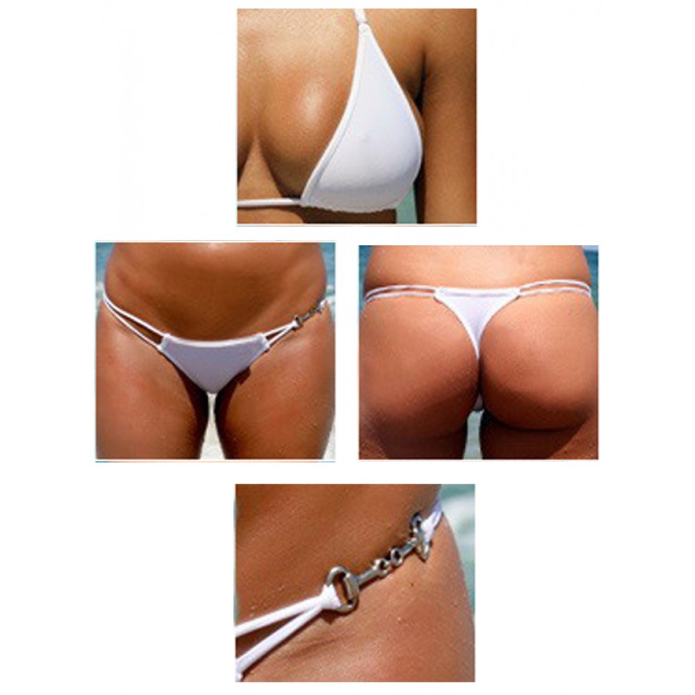 Exotic Fling Thong Bra Bikini White