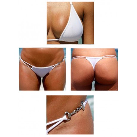 Exotic Fling Thong Bra Bikini White