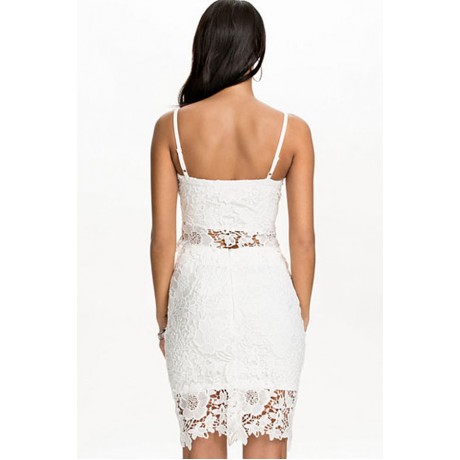 Shoulder Strap Lace Bustier Top Skirt Set White