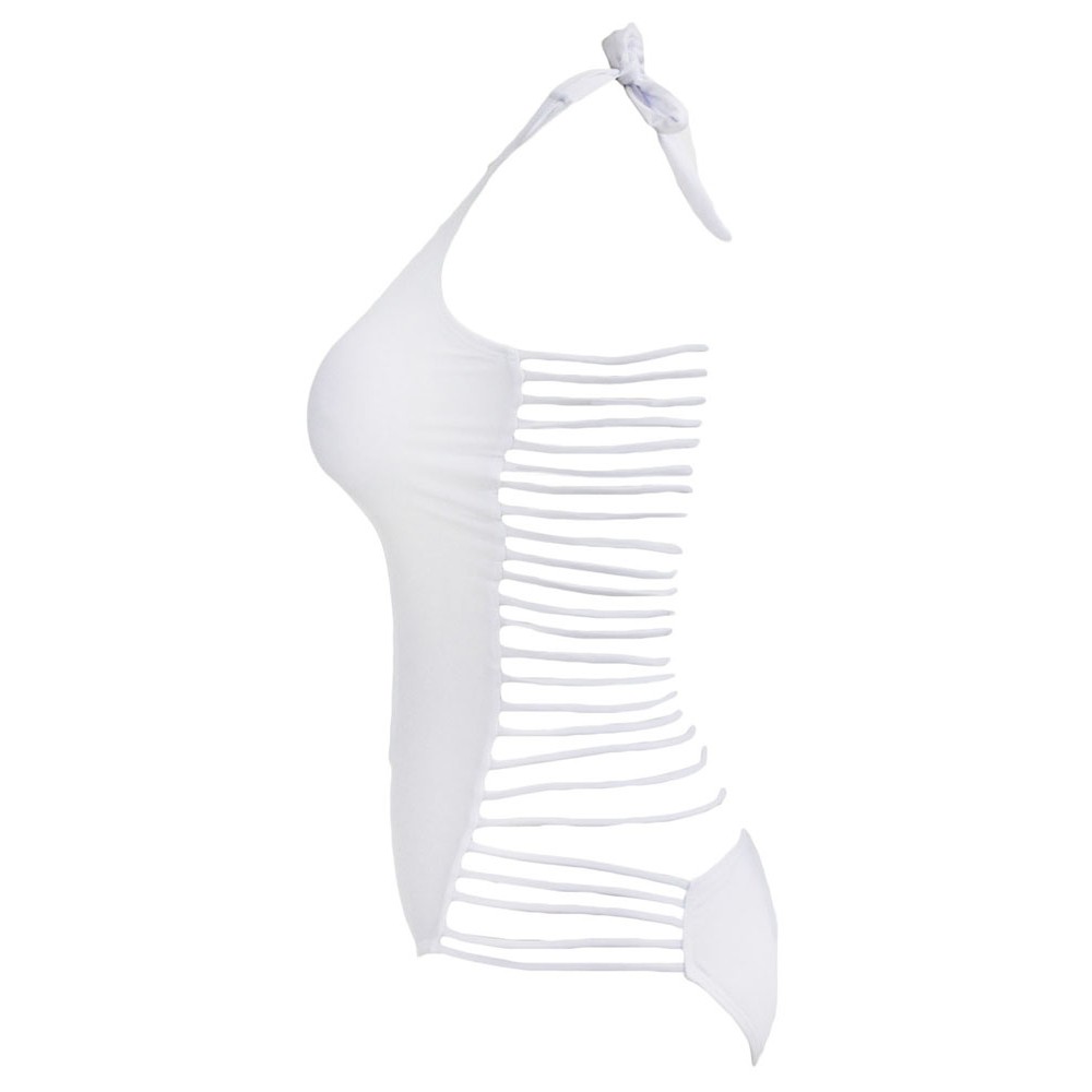 White Strappy Cutout Halter One Piece Swimwear