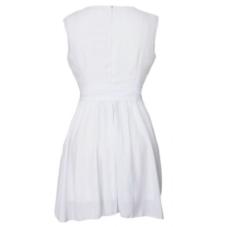 White Sweet Bow Belt Chiffon Skater