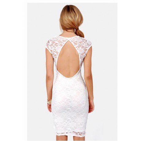 Trendy Lily Lace Midi Dress White