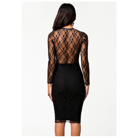 Lacy Flirt Evening Midi Dress Black